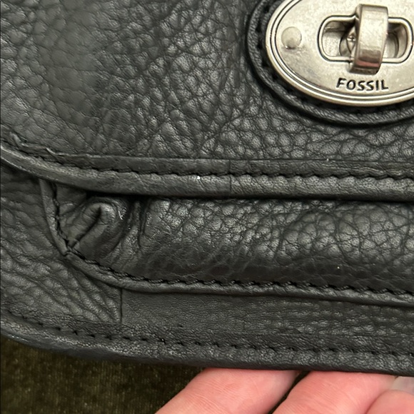 VNTG Fossil Black Leather mini Crossbody Bag with Silver Accents - Picture 6 of 13